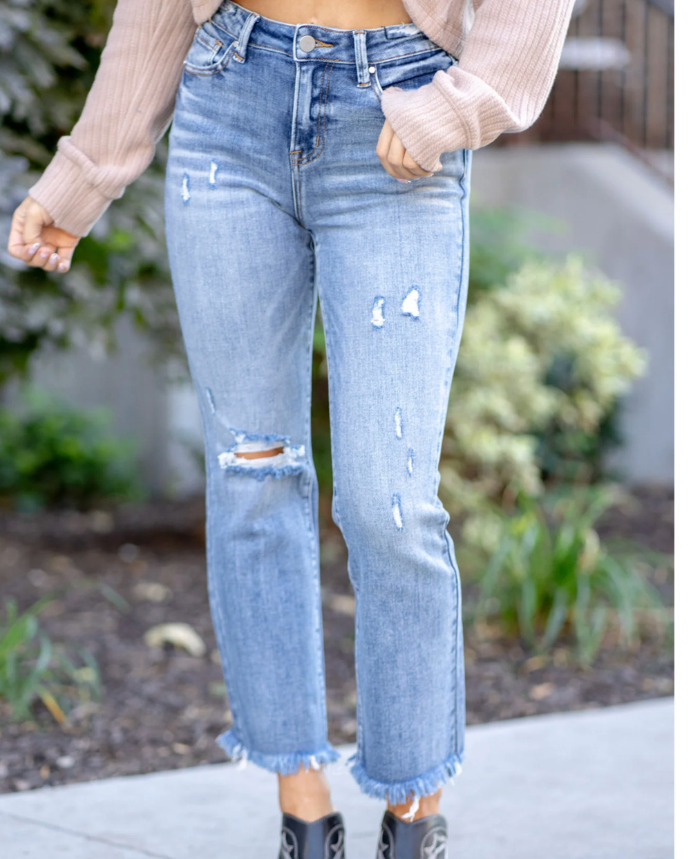 New Risen Chestnut Trail High Rise Cropped Boot Cut Denim Jeans NWT 15/32